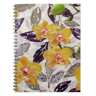 Caderno Espiral Yellow orange orchids.