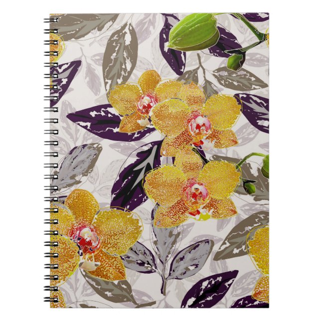 Caderno Espiral Yellow orange orchids.  (Frente)