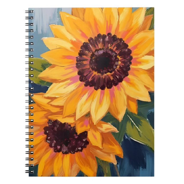 Caderno Espiral Yellow Sunflowers | Watercolor Floral Painting (Frente)