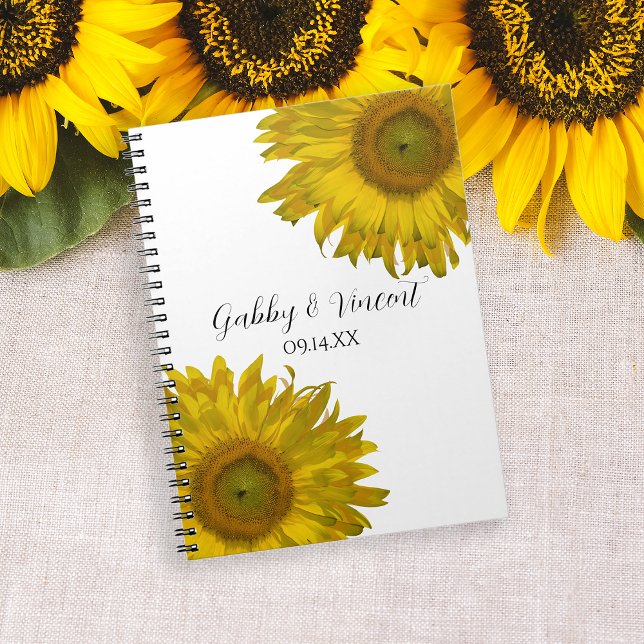 Caderno Espiral Yellow Sunflowers Wedding (Criador carregado)