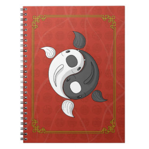 Caderno Espiral Yin e Yang, o notebook Koi