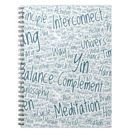 Caderno Espiral Yin Yan Nuage de Mots Texte Motif Interconnect