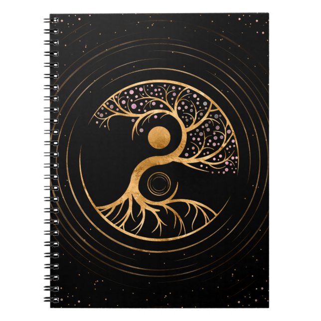 Caderno Espiral Yin Yang Tree of life - Fluorite and Gold (Frente)