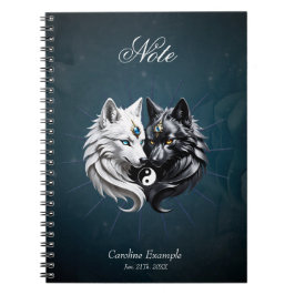 Caderno Espiral Yin Yang Wolves.
