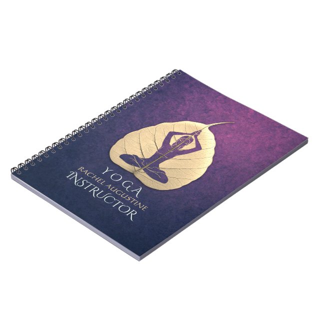 Caderno Espiral YOGA Instructor Meditation Pose Bodhi Leaf Cut Art (Left Side)