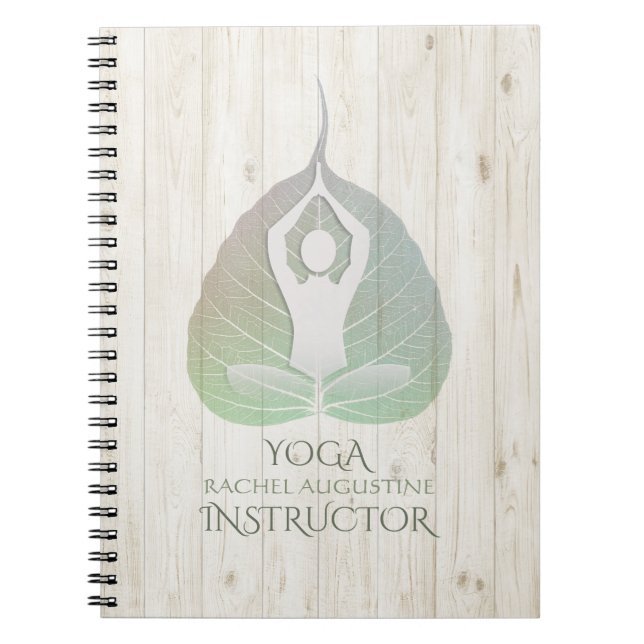 Caderno Espiral Yoga Instrutor Studio Meditação Pose Bodhi Leaf (Frente)