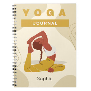 Caderno Espiral Yoga, nome personalizado, moderno e colorido diári