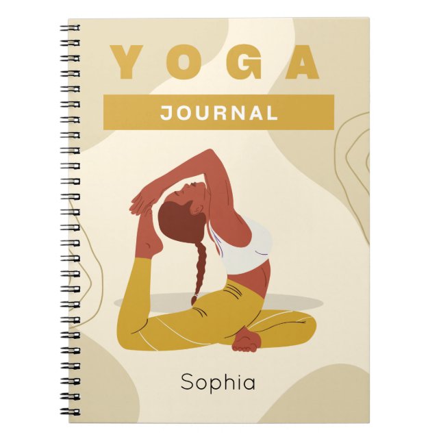 Caderno Espiral Yoga, nome personalizado, moderno e colorido diári (Frente)