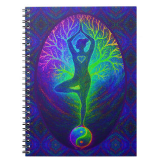Caderno Espiral Yoga Tree Peace Rainbow
