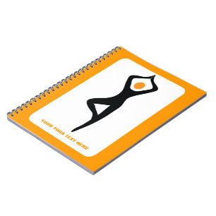 Caderno Espiral Yoga tree pose preto, costume laranja