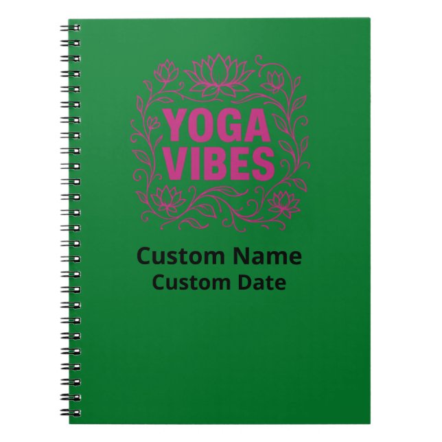 Caderno Espiral Yoga Vibes Lotus Vines Diário (Frente)