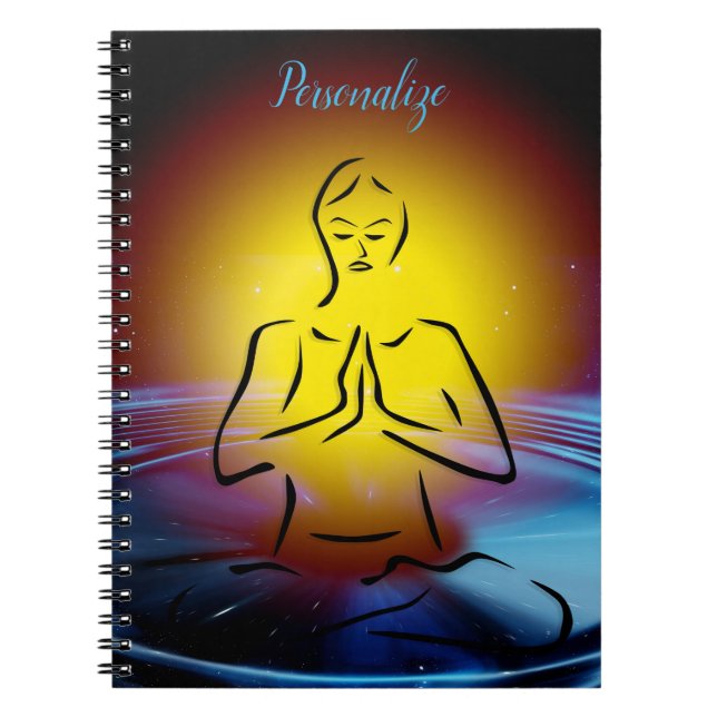 Caderno Espiral Yoga Yoga Pose Amarelo e Azul (Frente)