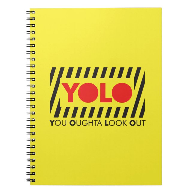 Caderno Espiral YOLO com cuidado vermelho (Frente)