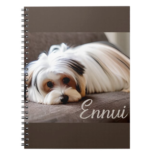 Caderno Espiral Yorkie, Yorkshire Terrier, Experimentando Tédio (Frente)