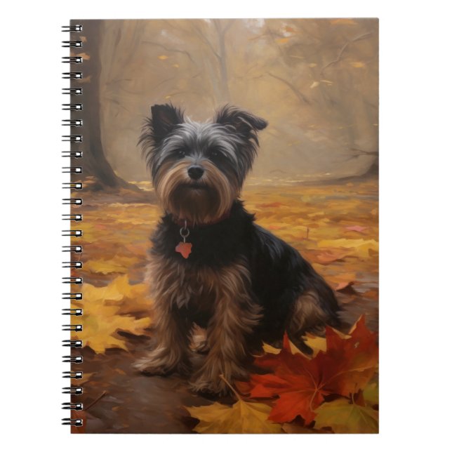 Caderno Espiral Yorkipoo no outono deixa cair inspiração (Frente)