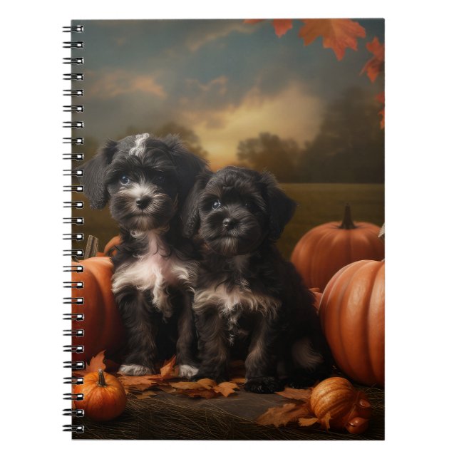 Caderno Espiral Yorkipoo Puppy Autumn Delight Pumpkin (Frente)