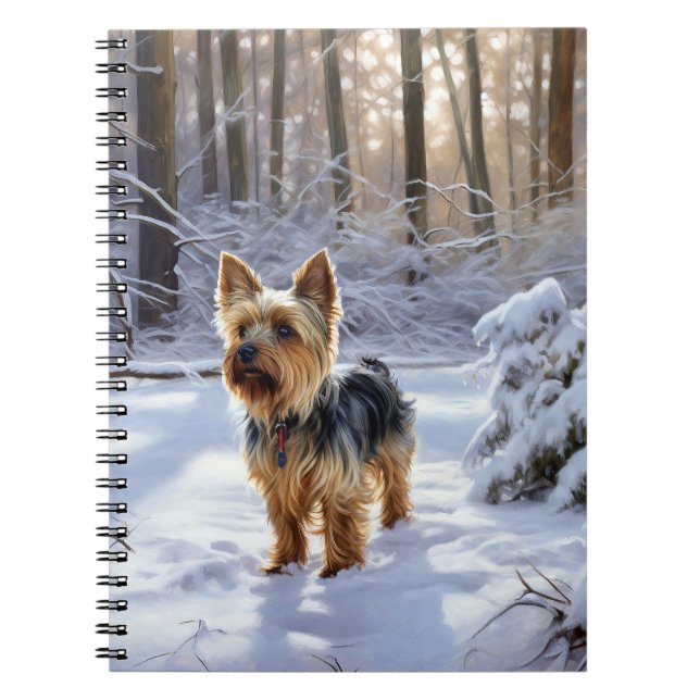 Caderno Espiral Yorkshire Terrier Deixe-a nevar no Natal (Frente)
