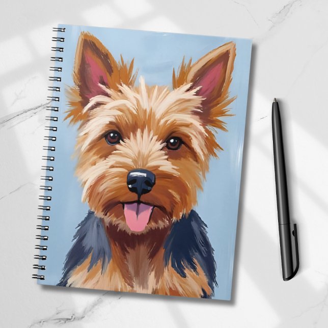 Caderno Espiral Yorkshire Terrier Dog Portrait Painting (Criador carregado)