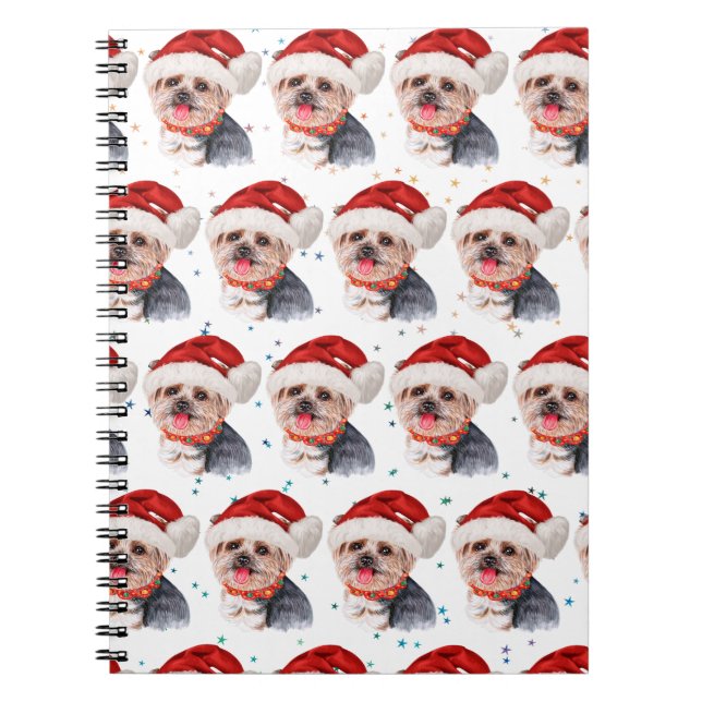 Caderno Espiral Yorkshire Terrier Dog Raça Estrelas de Natal (Frente)