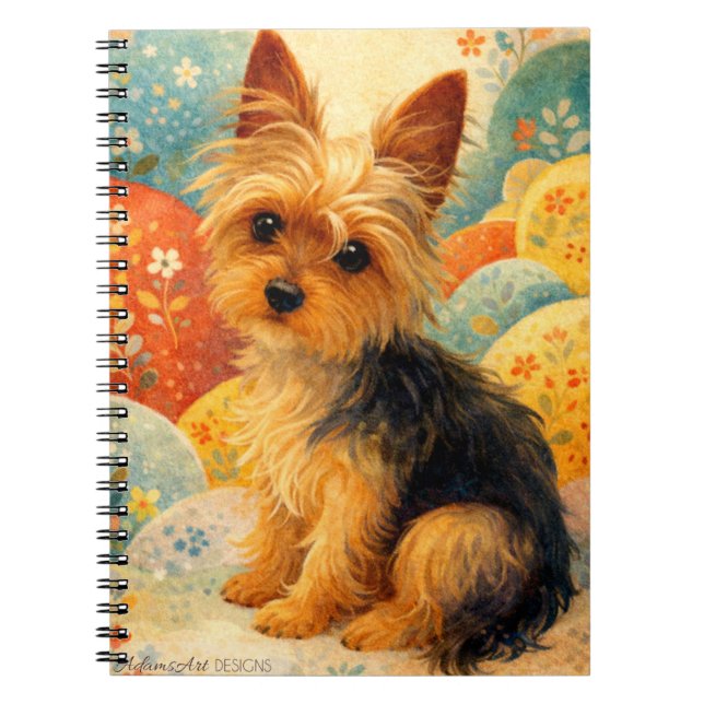 Caderno Espiral Yorkshire Terrier Floral Art (Frente)