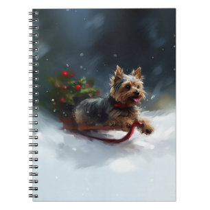 Caderno Espiral Yorkshire Terrier Natal neve inverno