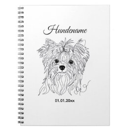 Caderno Espiral Yorkshire Terrier one line art customizable dog