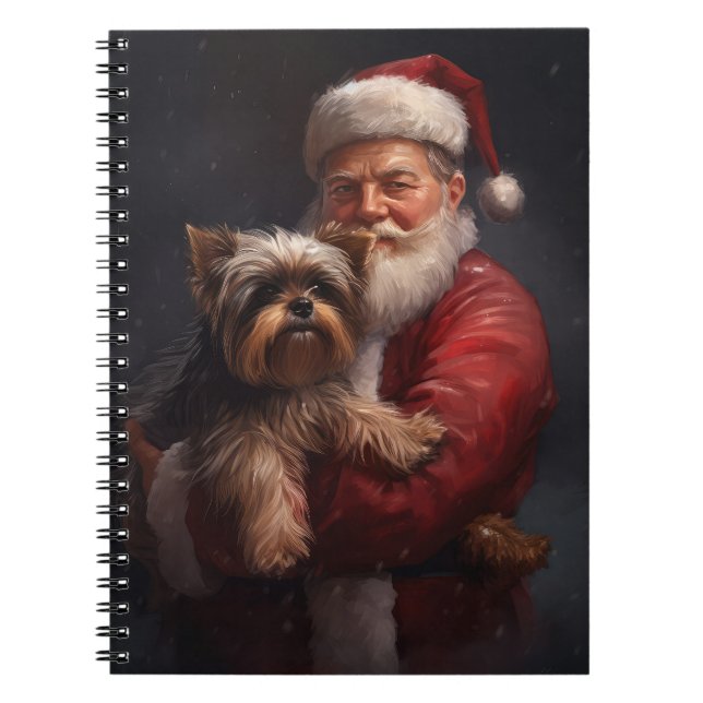 Caderno Espiral Yorkshire Terrier Papai Noel Natal Festivo (Frente)