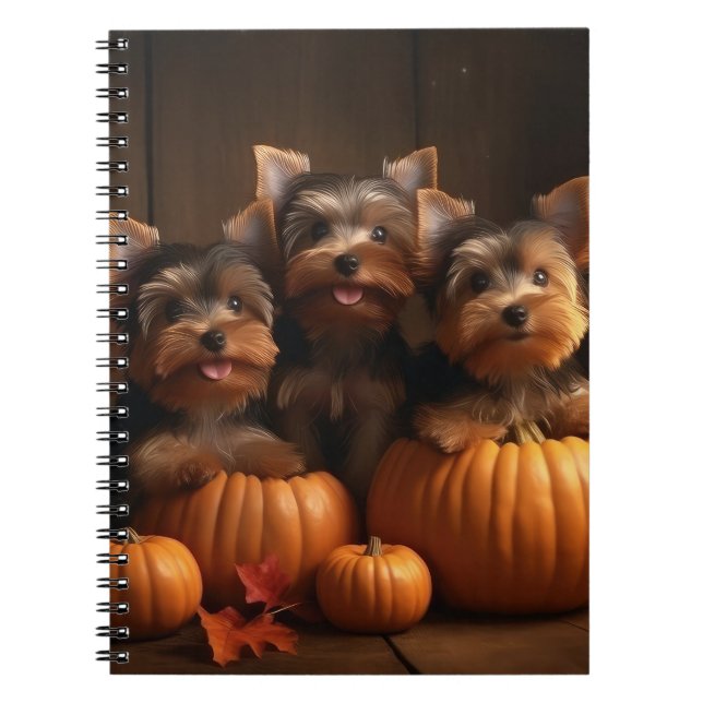 Caderno Espiral Yorkshire Terrier Puppy Autumn Delight Pumpkin (Frente)