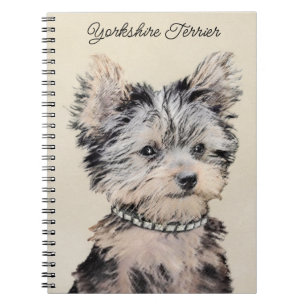 Caderno Espiral Yorkshire Terrier Puppy Pintura Original
