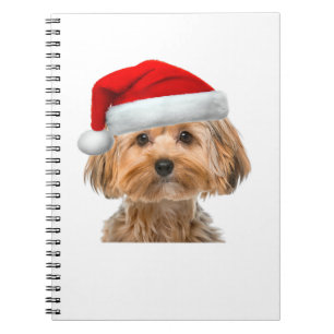 Caderno Espiral Yorkshirt Cachorro Cachorro Noel Imagem de Chapéu