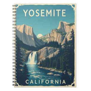 Caderno Espiral Yosemite Waterfall California Vintage Retro