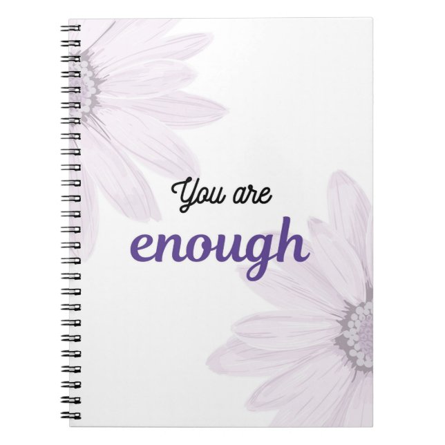 Caderno Espiral You Are Enough Floral Notebook | Purple Aesthetic  (Frente)