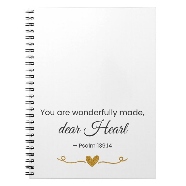 Caderno Espiral You Are Wonderfully Made – Psalm 139:14 Notebook (Frente)