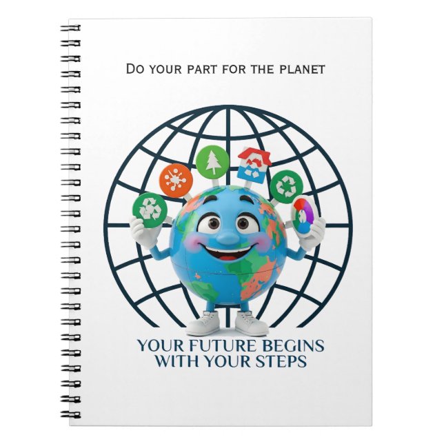 Caderno Espiral Your Future Your Steps Earth Day Sustainability (Frente)