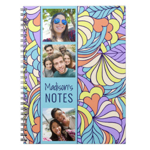 Caderno Espiral YOUR photos custom name Colorful Doodles notebook