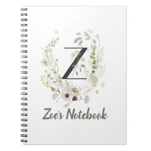 Caderno Espiral Z inicial com flor de cor suave