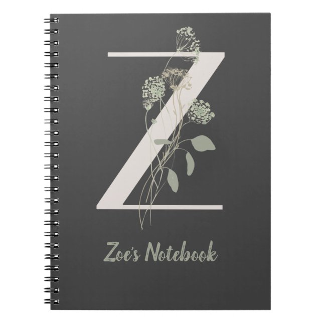 Caderno Espiral Z inicial com flor de cor suave personalizada (Frente)