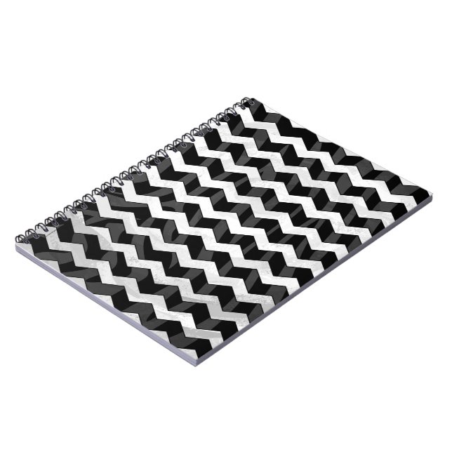 Caderno Espiral Zebra Black e Cinza Chevron (Left Side)