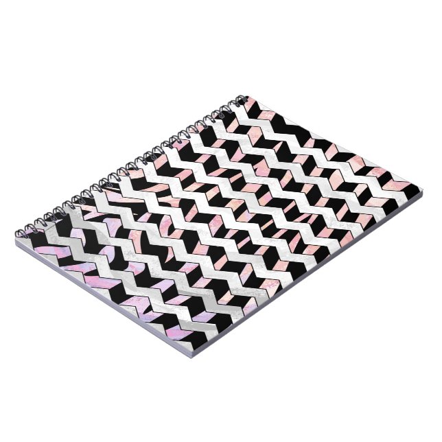 Caderno Espiral Zebra Black e Pink Chevron (Left Side)
