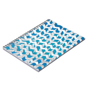Caderno Espiral Zebra Blue e White Chevron