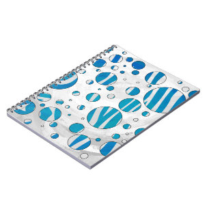 Caderno Espiral Zebra Bolinhas branca e azul