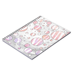 Caderno Espiral Zebra Bolinhas rosa e branca