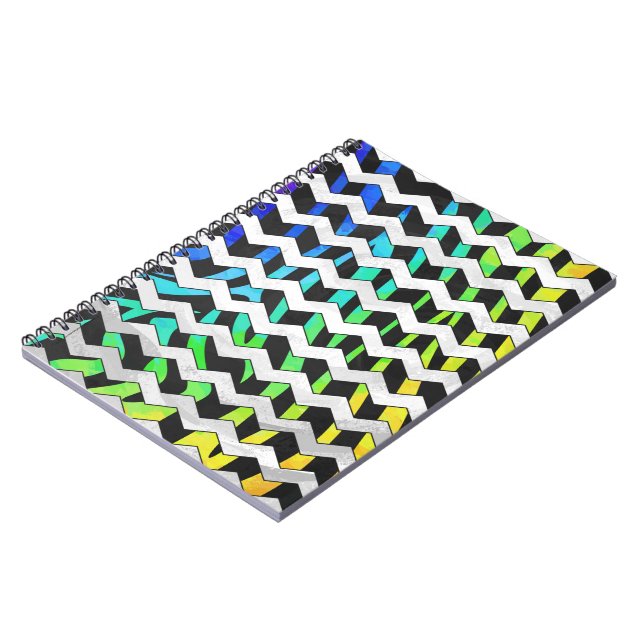 Caderno Espiral Zebra Chevron Black e Rainbow Impressão (Left Side)