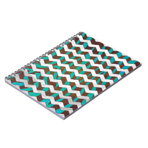 Caderno Espiral Zebra Chevron Brown e Teal Impressão
