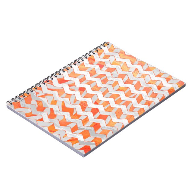 Caderno Espiral Zebra Chevron Laranja e Branco (Left Side)