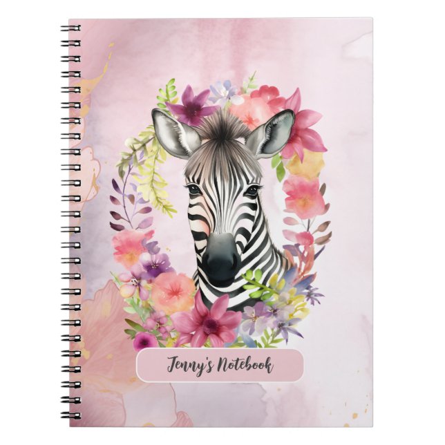 Caderno Espiral Zebra com Aquarela e Terra Floral (Frente)