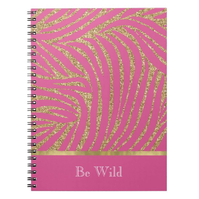 Caderno Espiral Zebra com Brilho em Ouro Rosa   (Frente)