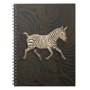 Caderno Espiral zebra de safra com design paisley