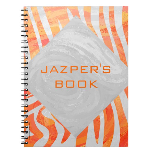 Caderno Espiral Zebra Monograma Laranja e Branco (Frente)