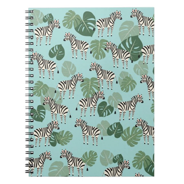 Caderno Espiral Zebra Monstera Pattern (Frente)